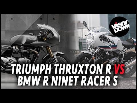 Triumph Thruxton R vs BMW R nineT Racer video review